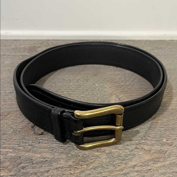 Polo Ralph Lauren Italian Leather Belt Men’s 38 Black Brass Logo Classic - Picture 1 of 8